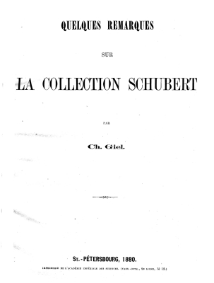 VA Giel - 1880 - Notes on Schubert Collection